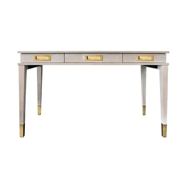 Cerused Oak Desk with Antique Brass Details