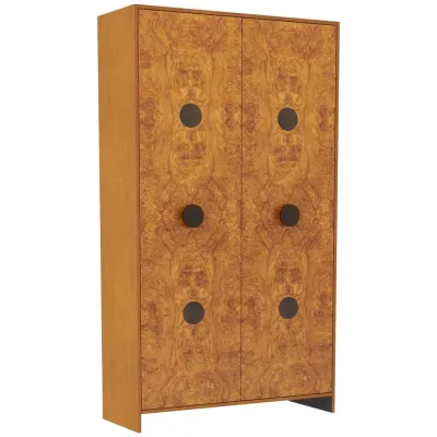 Book Matched Burled Oak Cabinet