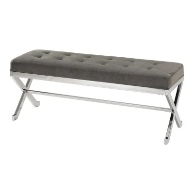 Gray Upholstered Bedroom Bench
