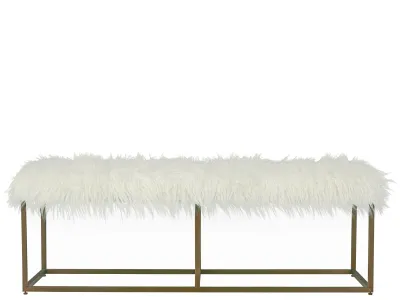 white faux fur bench