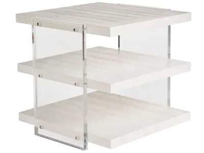 Modern Acrylic Square End Table with Shelves