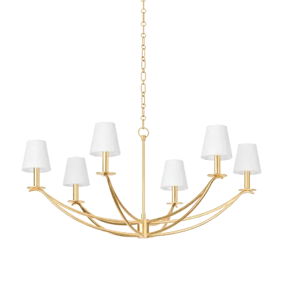 Swooping Curve Chandelier in Vintage Gold Leaf Swooping Curve Chandelier in Vintage Gold Leaf