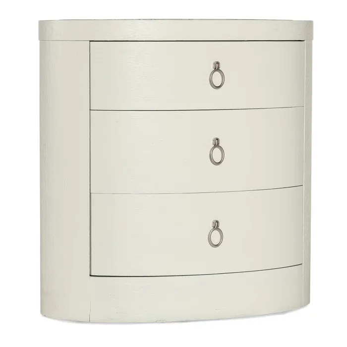 Modern White 3-Drawer Oval Nightstand Chest