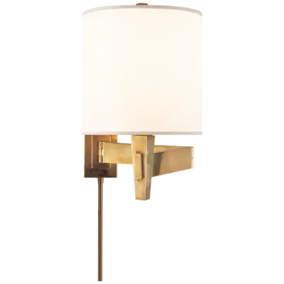 Modern Swing-Arm Wall Sconce with White Shade