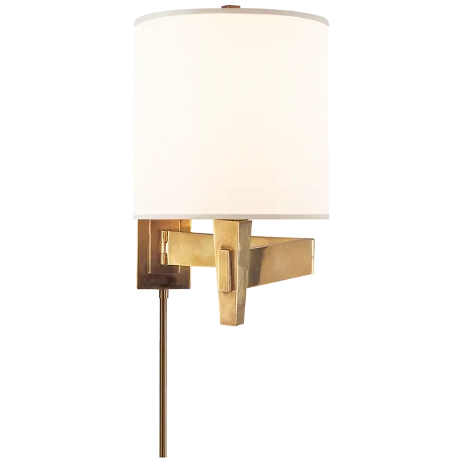 Modern Swing-Arm Wall Sconce with White Shade Modern Swing-Arm Wall Sconce with White Shade