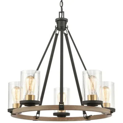 Geringer 25'' Wide 5-Light Wood Ring Chandelier