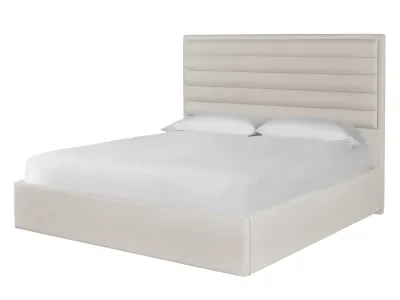 Contemporary Ivory Upholstered King Bed with Headboard