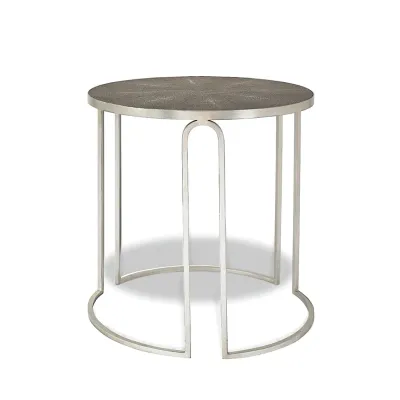 Charcoal Faux Shagreen Silver Leaf Side Table Charcoal Faux Shagreen Silver Leaf Side Table