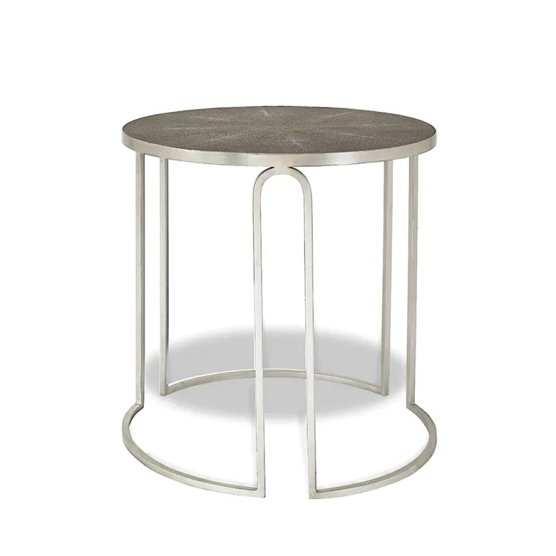 Charcoal Faux Shagreen Silver Leaf Side Table Charcoal Faux Shagreen Silver Leaf Side Table