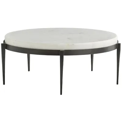 Blackened Iron and White Marble Cocktail Table