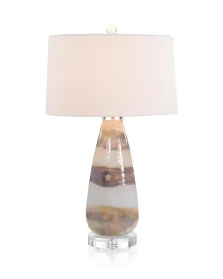 Pearlized Copper and White Slender Glass Table Lamp