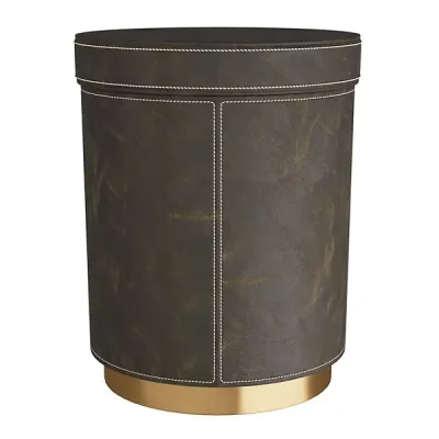 Moss Leather Round Side Table