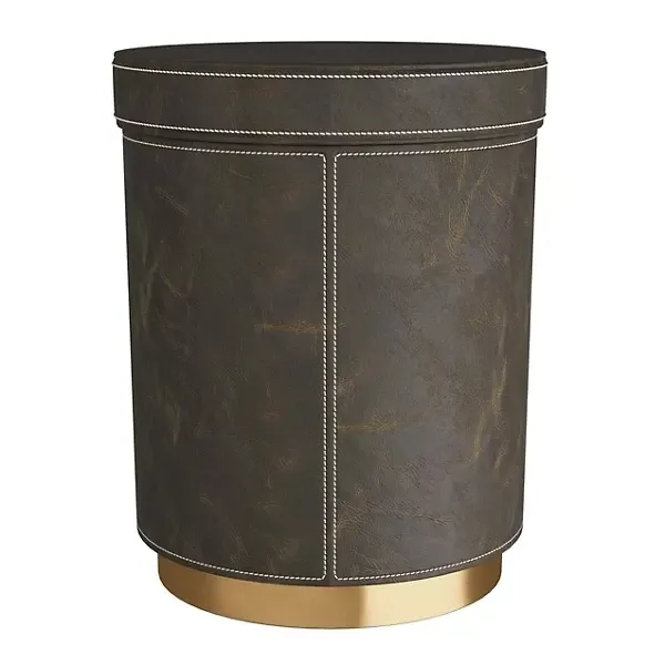 Moss Leather Round Side Table Moss Leather Round Side Table