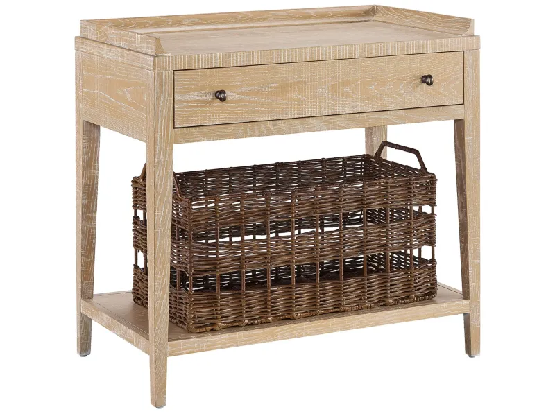 Modern Farmhouse Nightstand with Basket Storage
