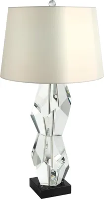 Faceted Crystal Block Table Lamp with Marble Base
