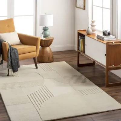 Modern Cream Plush Wool 8' x 10' Area Rug Modern Cream Plush Wool 8' x 10' Area Rug