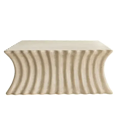 Fluted Concrete Cocktail Table - Travertine Fluted Concrete Cocktail Table - Travertine