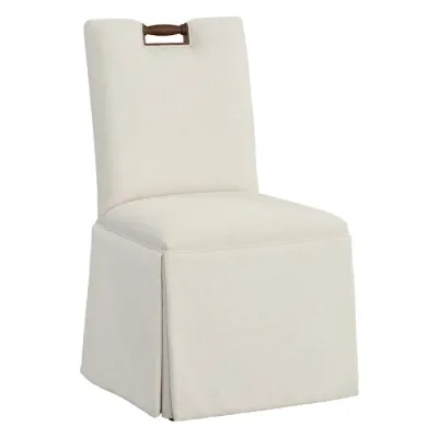 Modern Upholstered Handle-Back Dining Chair Pull Short Back Skirted Dining Chair