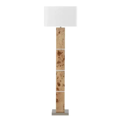 Modern Burled Wood Floor Lamp