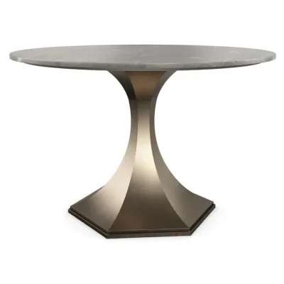 Grey Stone Top Round Modern Dining Table with Brass Pedestal Base Grey Stone Top Round Modern Dining Table with Brass Pedestal Base
