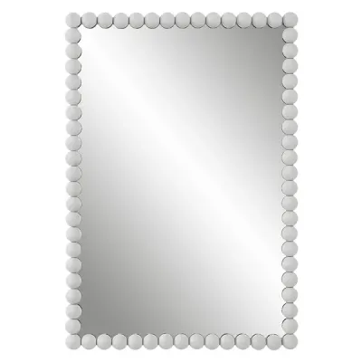 White Beaded Rectangular Mirror Tall White Beaded Framed Wall Mirror