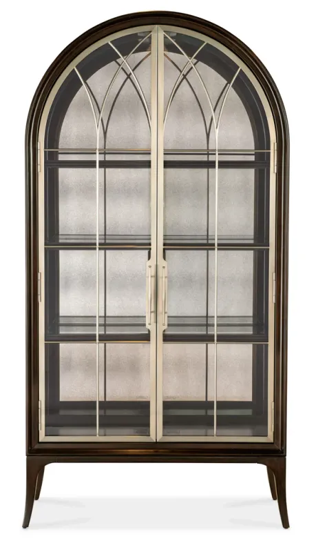 Dark Brown China Display Cabinet with Glass Doors