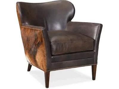 Hair on hide and leather lounge chair in brown