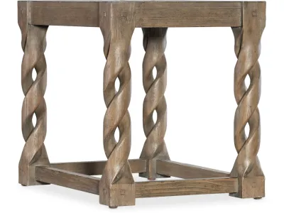 Pine Veneer End Table with Twisted Legs