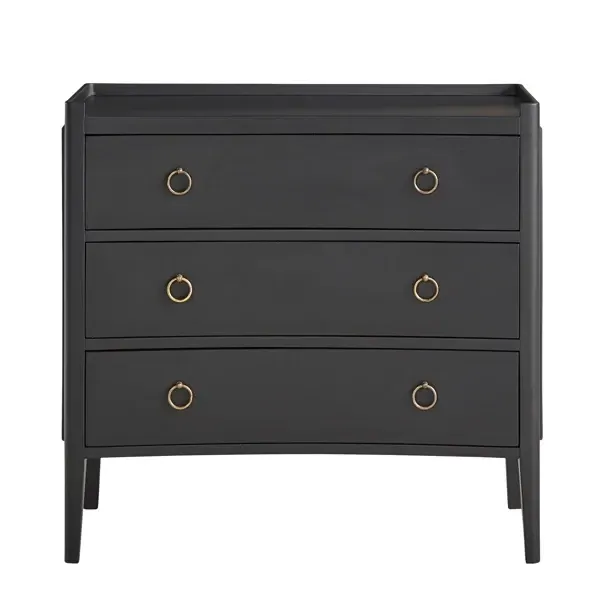 Modern 3-Drawer Hallway Chest in Black Wood
