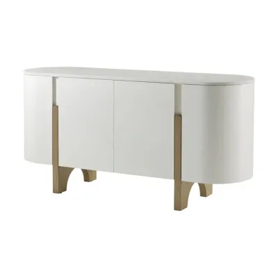 Modern Oval Entertainment Center with Marble Top