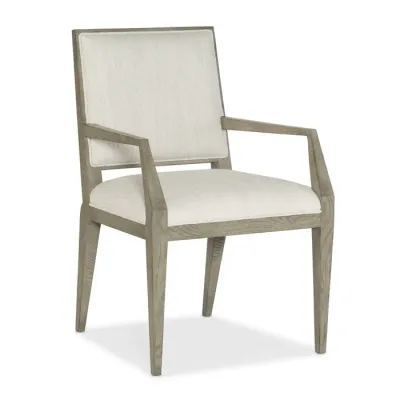 Upholstered Arm Chair in Beige - Set of 2