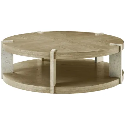 Round Cocktail Table with Bottom Shelf