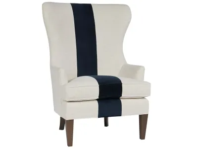 Accent Wing Chair with Blue Stripe Accent Wing Chair with Blue Stripe