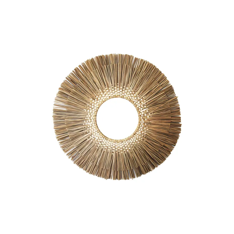 Textured Seagrass Round Mirror