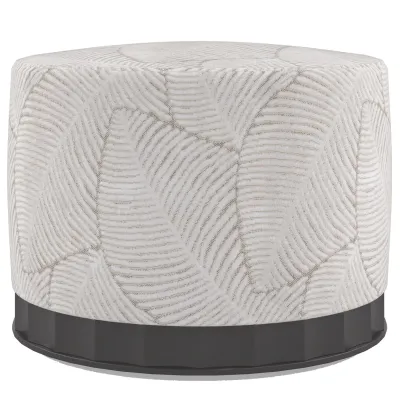 21" Wide Velvet Fabric Round Botanical Pouf Ottoman