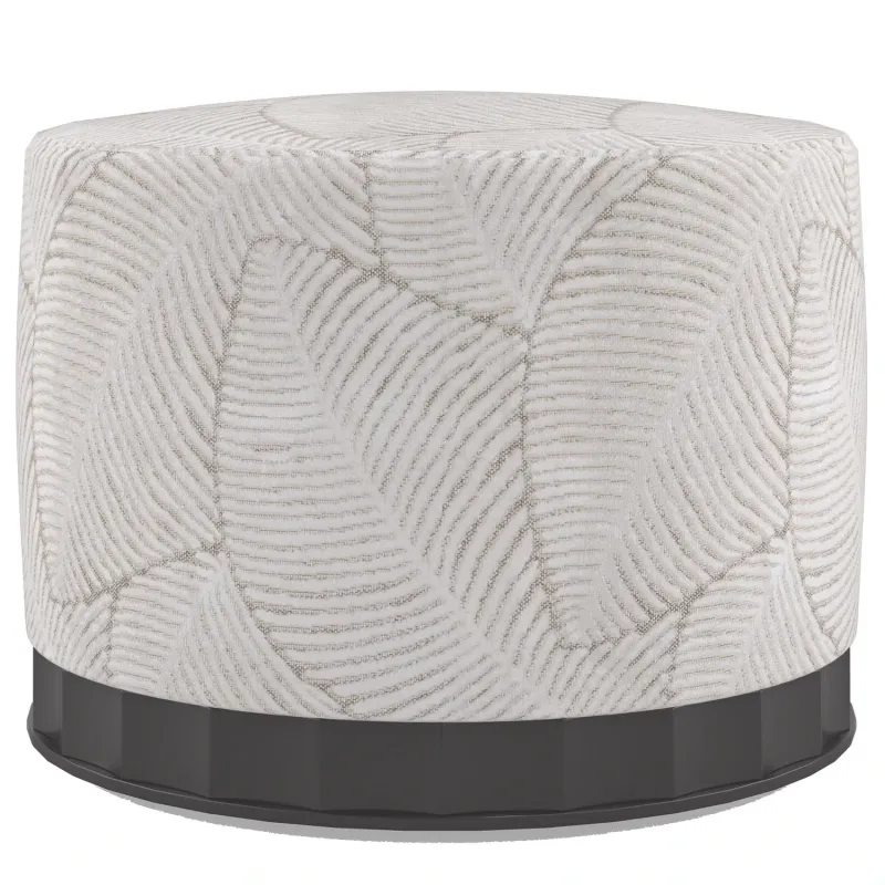 21" Wide Velvet Fabric Round Botanical Pouf Ottoman