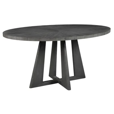 Dark Acacia Wood Dining Table with Oval Top