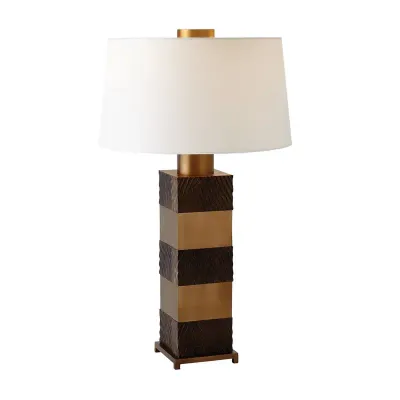 Modern Stacked Brass and Bronze Lamp Stacked Metal Table Lamp