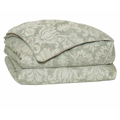 Celadon Green Damask Comforter in Cotton Blend Light Green Damask Comforter