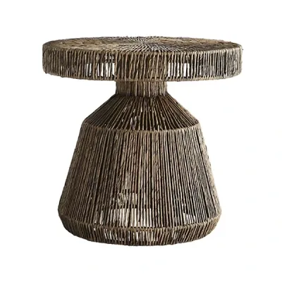 Round Banana Leaf End Table