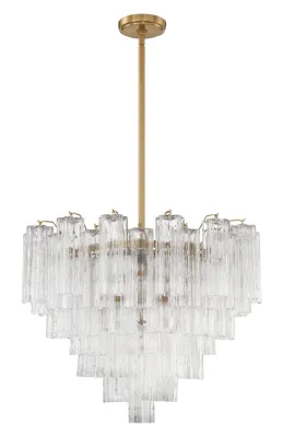 12-Light Tronchi Glass Chandelier in Aged Brass