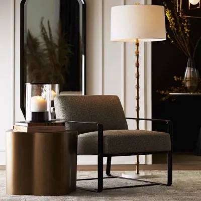 24-Inch Antique Brass Iron Side Table 24-Inch Antique Brass Iron Side Table