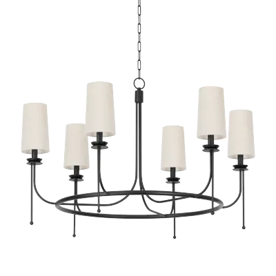 Modern 6-Light Forged Iron Chandelier