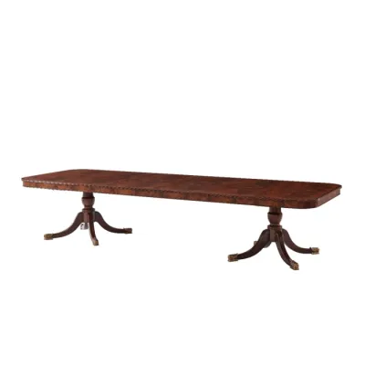 Mahogany Double Pedestal Extendable Dining Table - 96"-144"