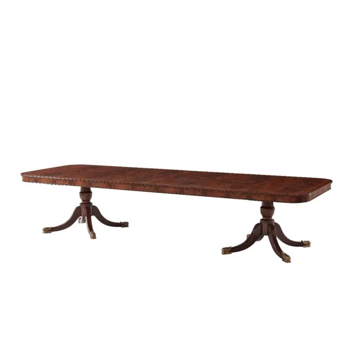 Mahogany Double Pedestal Extendable Dining Table - 96"-144"