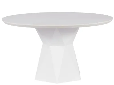 Modern White Geometric Base Dining Table