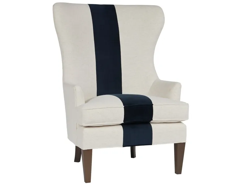 Accent Wing Chair with Blue Stripe