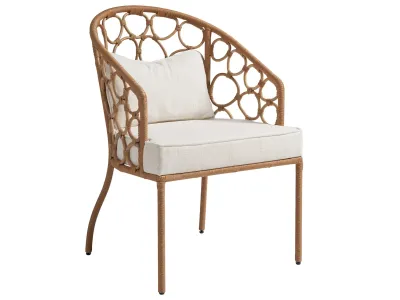 Natural Brown Rattan Upholstered Dining Chair