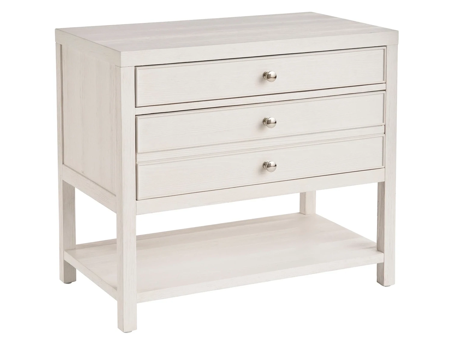 White 3-Drawer Nightstand with Lower Shelf White 3-Drawer Nightstand with Lower Shelf