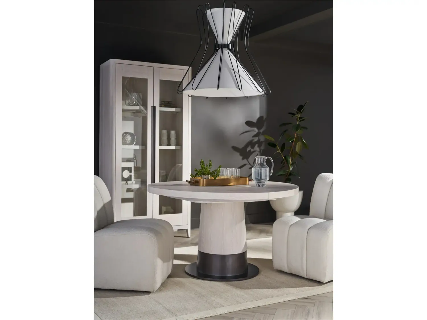 Modern White Oak Round Dining Table with Leaf White Oak Round Dining Table in a Kitchen Room Setting